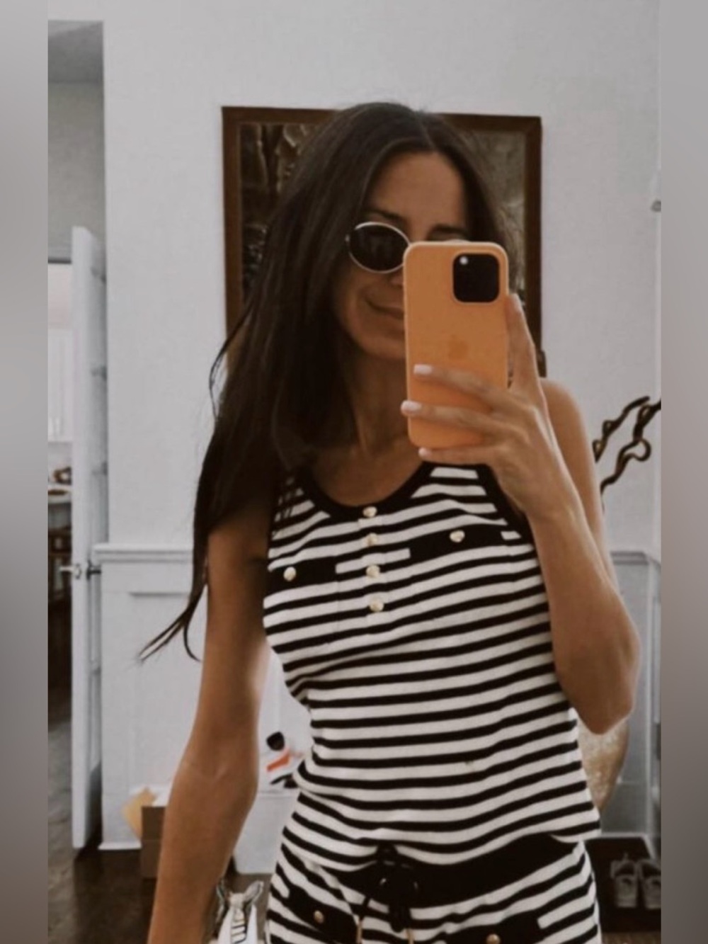 Celine Mariniere White Black Striped Ribbed Cotton Jersey Knit Tank Top size S - Picture 3 of 14